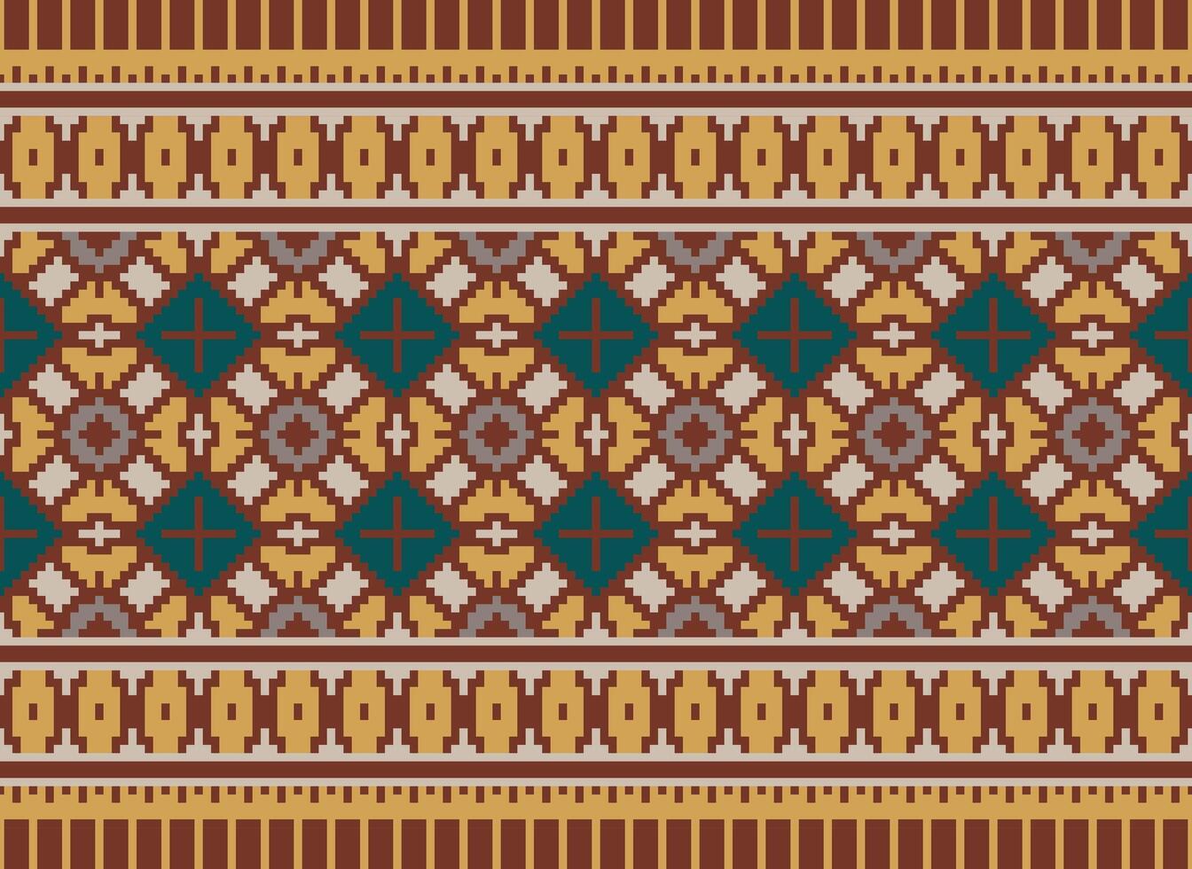 schön Blumen- Kreuz Stich Muster.geometrisch ethnisch orientalisch Muster traditionell Hintergrund.aztec Stil abstrakt Vektor illustration.design zum textur, stoff, kleidung, verpackung, dekoration, teppich.