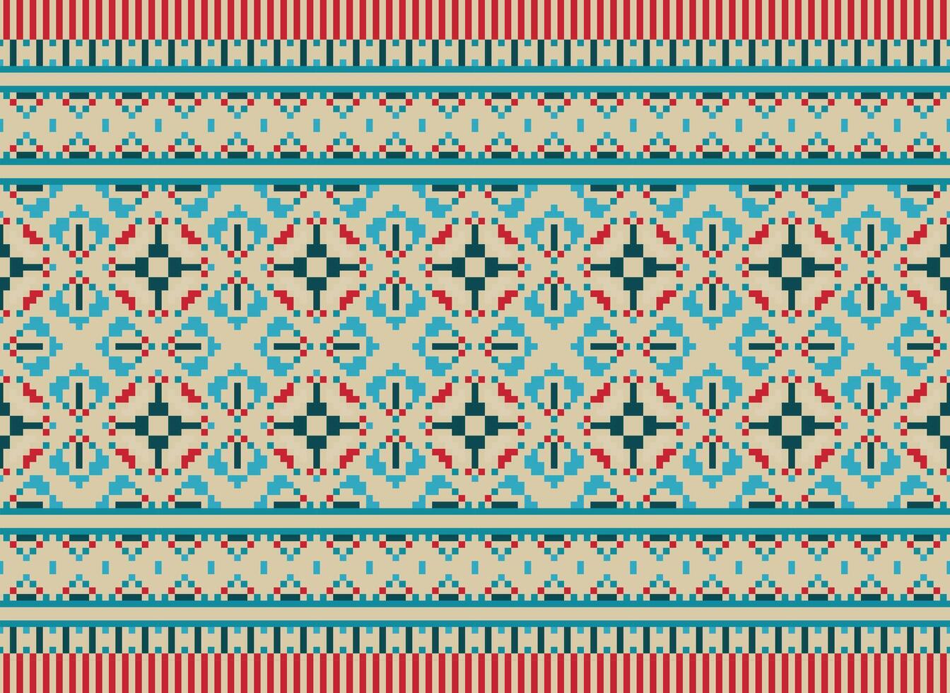 schön Blumen- Kreuz Stich Muster.geometrisch ethnisch orientalisch Muster traditionell Hintergrund.aztec Stil abstrakt Vektor illustration.design zum textur, stoff, kleidung, verpackung, dekoration, teppich.