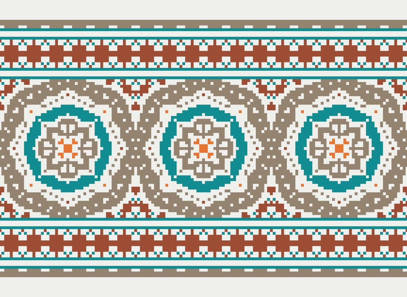 pixel årgångar korsa sy traditionell etnisk mönster paisley blomma ikat bakgrund abstrakt aztec afrikansk indonesiska indisk sömlös mönster för tyg skriva ut trasa klänning matta gardiner och sarong vektor