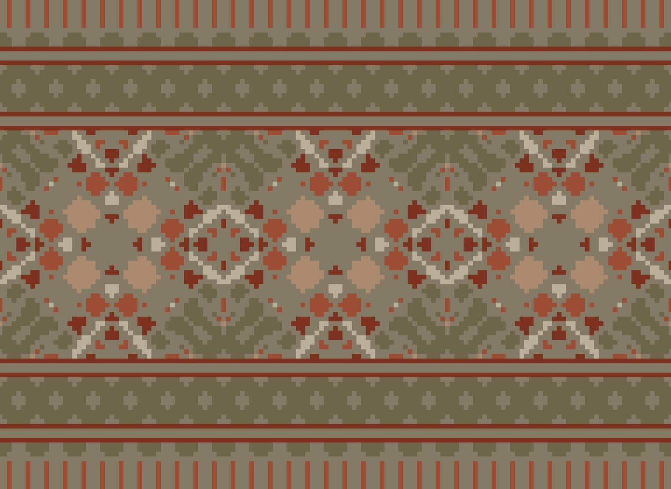 pixel årgångar korsa sy traditionell etnisk mönster paisley blomma ikat bakgrund abstrakt aztec afrikansk indonesiska indisk sömlös mönster för tyg skriva ut trasa klänning matta gardiner och sarong vektor