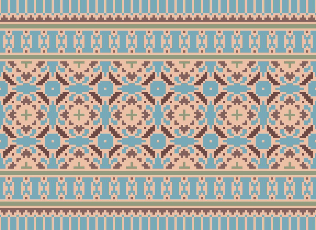 pixel årgångar korsa sy traditionell etnisk mönster paisley blomma ikat bakgrund abstrakt aztec afrikansk indonesiska indisk sömlös mönster för tyg skriva ut trasa klänning matta gardiner och sarong vektor