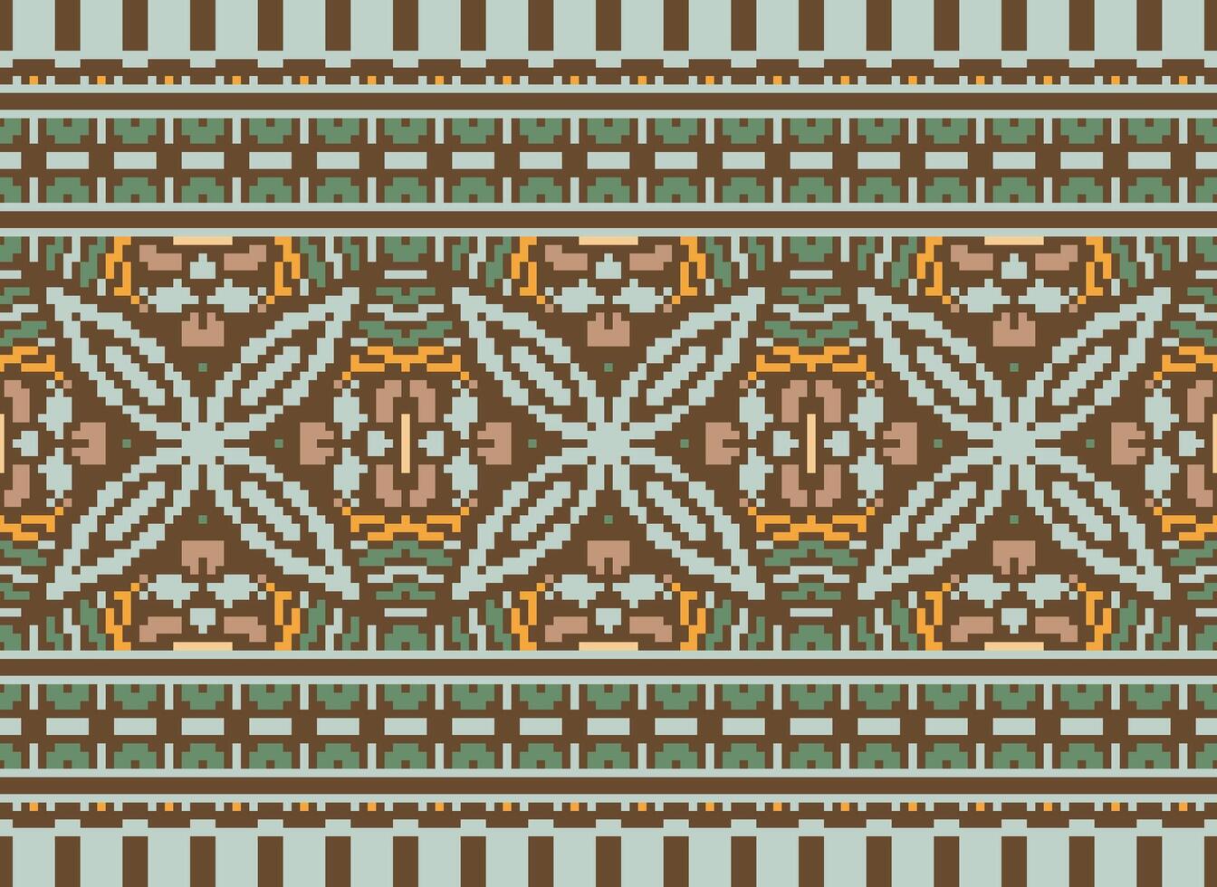 Pixel Jahrgänge Kreuz Stich traditionell ethnisch Muster Paisley Blume Ikat Hintergrund abstrakt aztekisch afrikanisch indonesisch indisch nahtlos Muster zum Stoff drucken Stoff Kleid Teppich Vorhänge und Sarong vektor