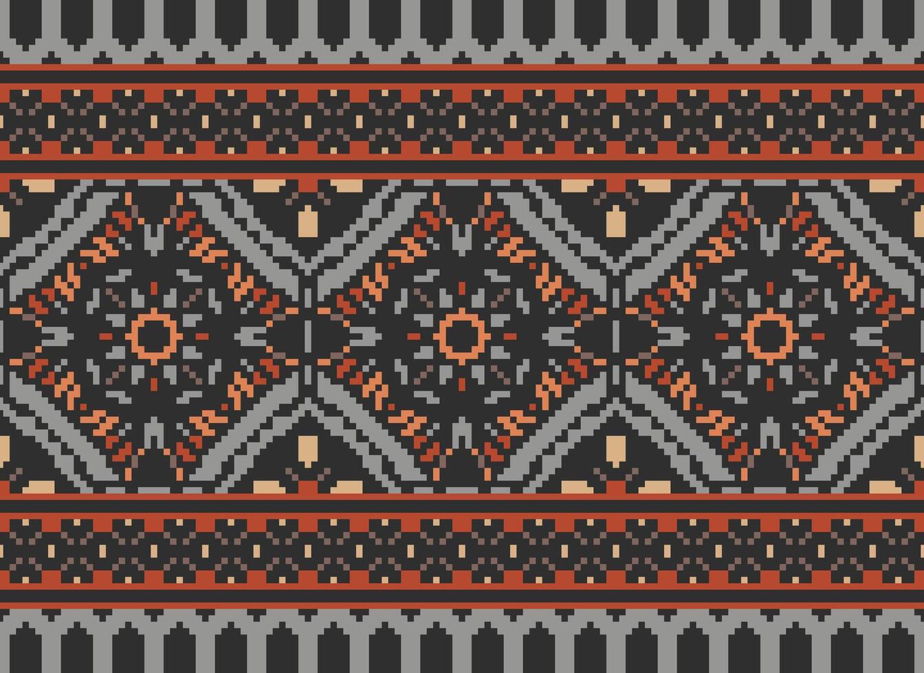 pixel årgångar korsa sy traditionell etnisk mönster paisley blomma ikat bakgrund abstrakt aztec afrikansk indonesiska indisk sömlös mönster för tyg skriva ut trasa klänning matta gardiner och sarong vektor