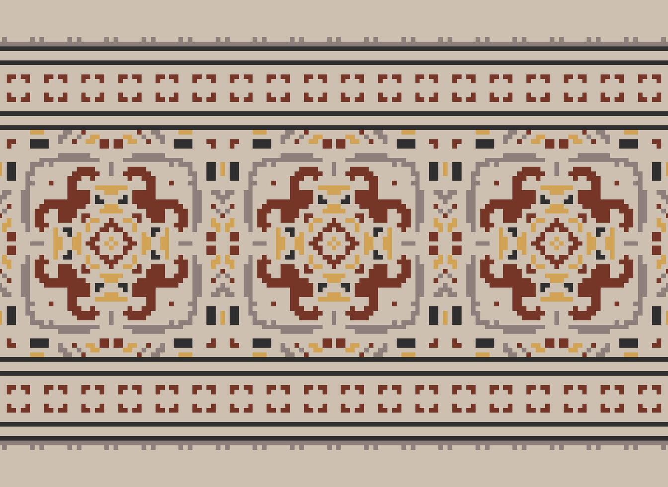 pixel korsa sy traditionell etnisk mönster paisley blomma ikat bakgrund abstrakt aztec afrikansk indonesiska indisk sömlös mönster för tyg skriva ut trasa klänning matta gardiner och sarong vektor