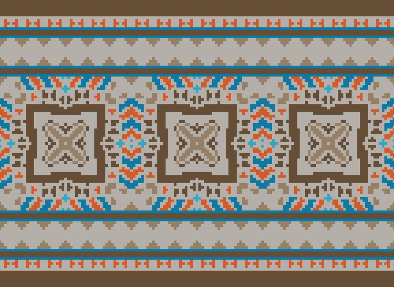 Pixel Kreuz Stich traditionell ethnisch Muster Paisley Blume Ikat Hintergrund abstrakt aztekisch afrikanisch indonesisch indisch nahtlos Muster zum Stoff drucken Stoff Kleid Teppich Vorhänge und Sarong vektor