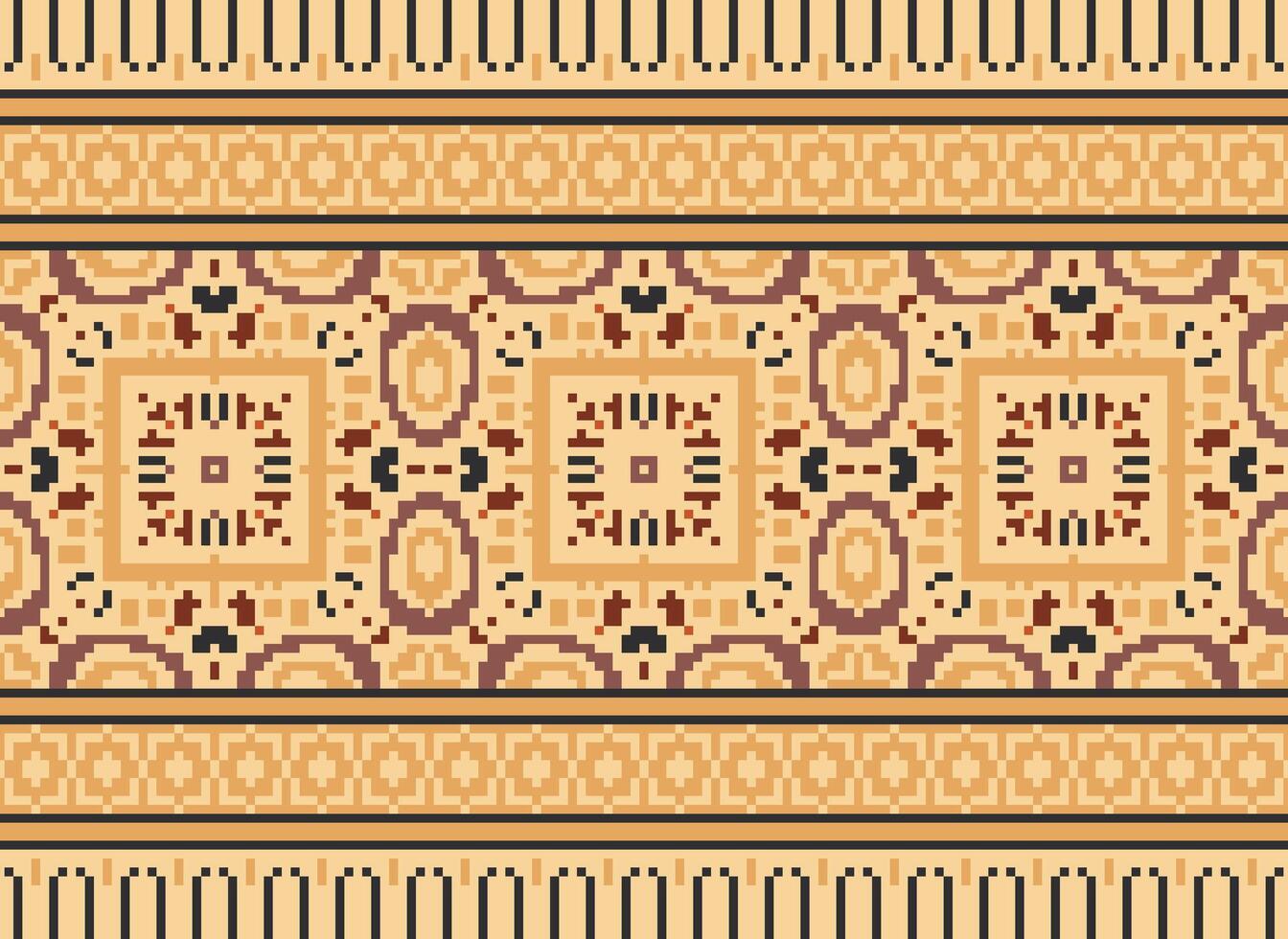 pixel korsa sy broderi. etnisk mönster. inföding stil. traditionell design för textur, textil, tyg, Kläder, stickat, skriva ut. geometrisk pixel horisontell sömlös vektor. vektor