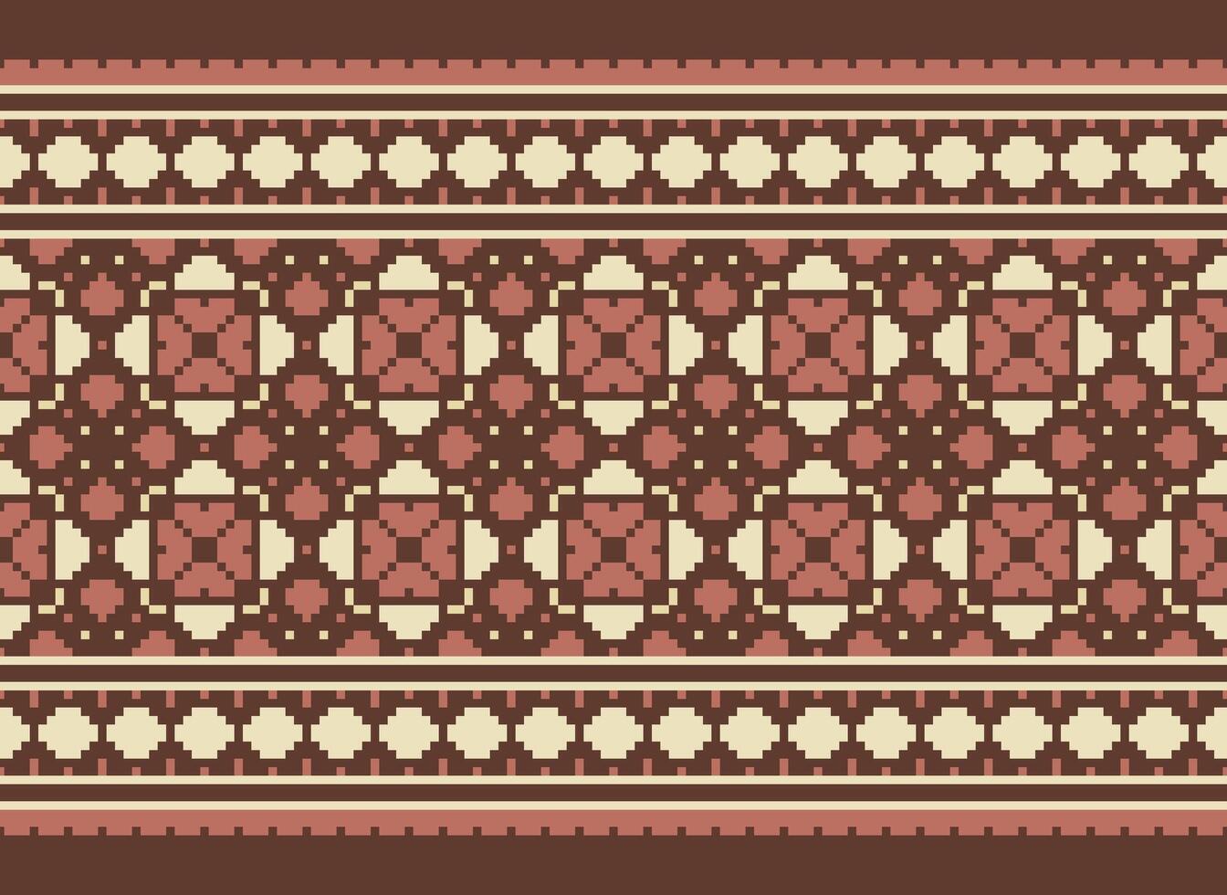 Kreuz Stich Grenze. Stickerei Kreuz Stich. ethnisch Muster. geometrisch ethnisch indisch Muster. einheimisch ethnisch Muster.Textur Textil- Stoff Kleidung Strickwaren drucken. Pixel horizontal nahtlos Vektor. vektor