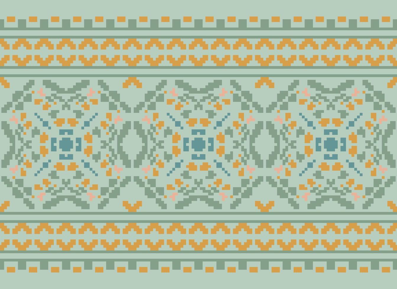 Kreuz Stich Grenze. Stickerei Kreuz Stich. ethnisch Muster. geometrisch ethnisch indisch Muster. einheimisch ethnisch Muster.Textur Textil- Stoff Kleidung Strickwaren drucken. Pixel horizontal nahtlos Vektor. vektor