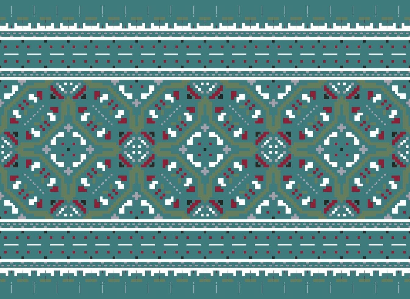 Jahrgänge Kreuz Stich traditionell ethnisch Muster Paisley Blume Ikat Hintergrund abstrakt aztekisch afrikanisch indonesisch indisch nahtlos Muster zum Stoff drucken Stoff Kleid Teppich Vorhänge und Sarong vektor