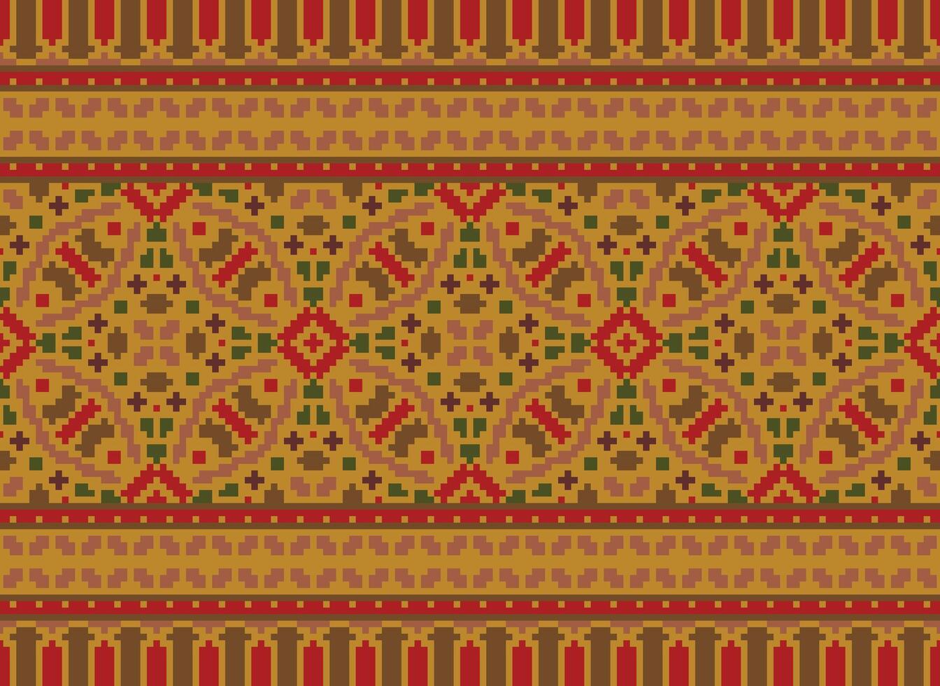 Jahrgänge Kreuz Stich traditionell ethnisch Muster Paisley Blume Ikat Hintergrund abstrakt aztekisch afrikanisch indonesisch indisch nahtlos Muster zum Stoff drucken Stoff Kleid Teppich Vorhänge und Sarong vektor