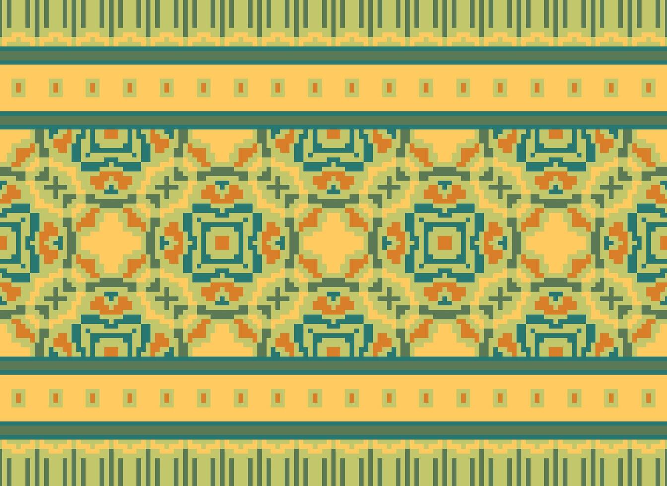 pixel årgångar korsa sy traditionell etnisk mönster paisley blomma ikat bakgrund abstrakt aztec afrikansk indonesiska indisk sömlös mönster för tyg skriva ut trasa klänning matta gardiner och sarong vektor