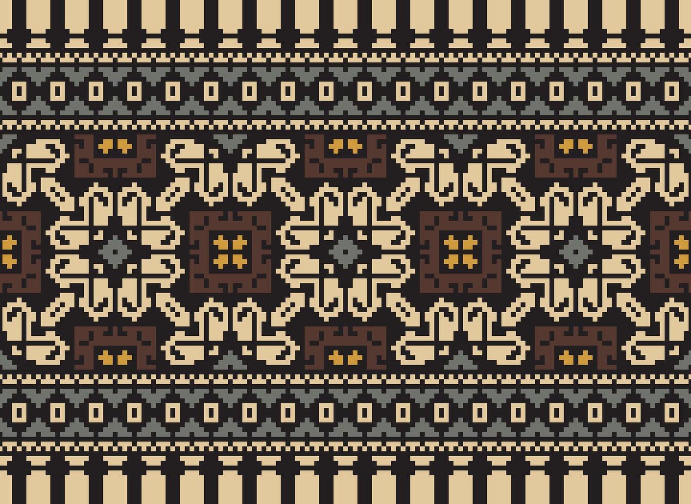 pixel årgångar korsa sy traditionell etnisk mönster paisley blomma ikat bakgrund abstrakt aztec afrikansk indonesiska indisk sömlös mönster för tyg skriva ut trasa klänning matta gardiner och sarong vektor