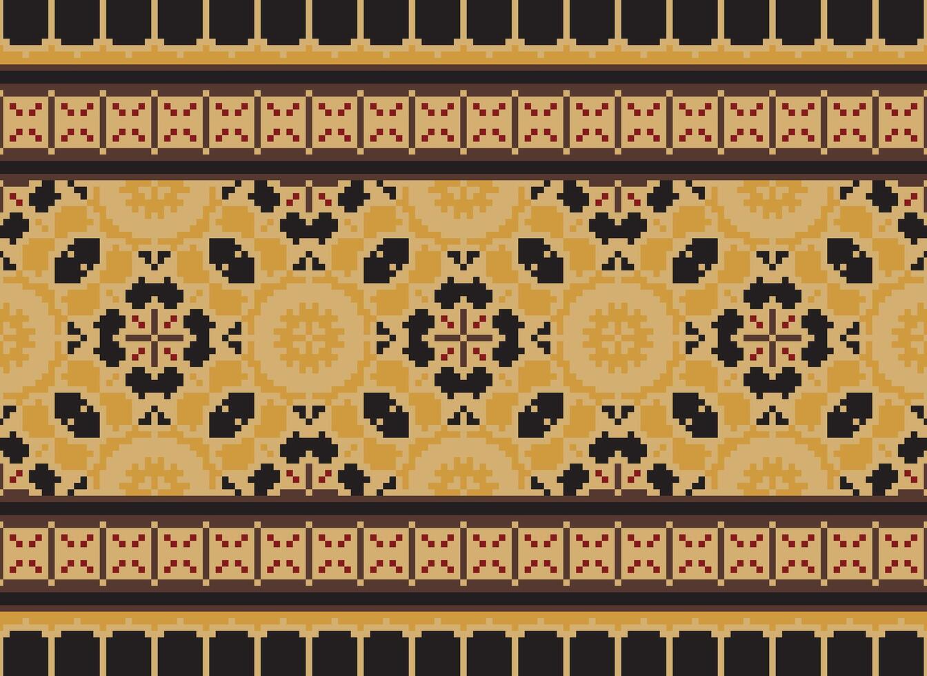 pixel årgångar korsa sy traditionell etnisk mönster paisley blomma ikat bakgrund abstrakt aztec afrikansk indonesiska indisk sömlös mönster för tyg skriva ut trasa klänning matta gardiner och sarong vektor