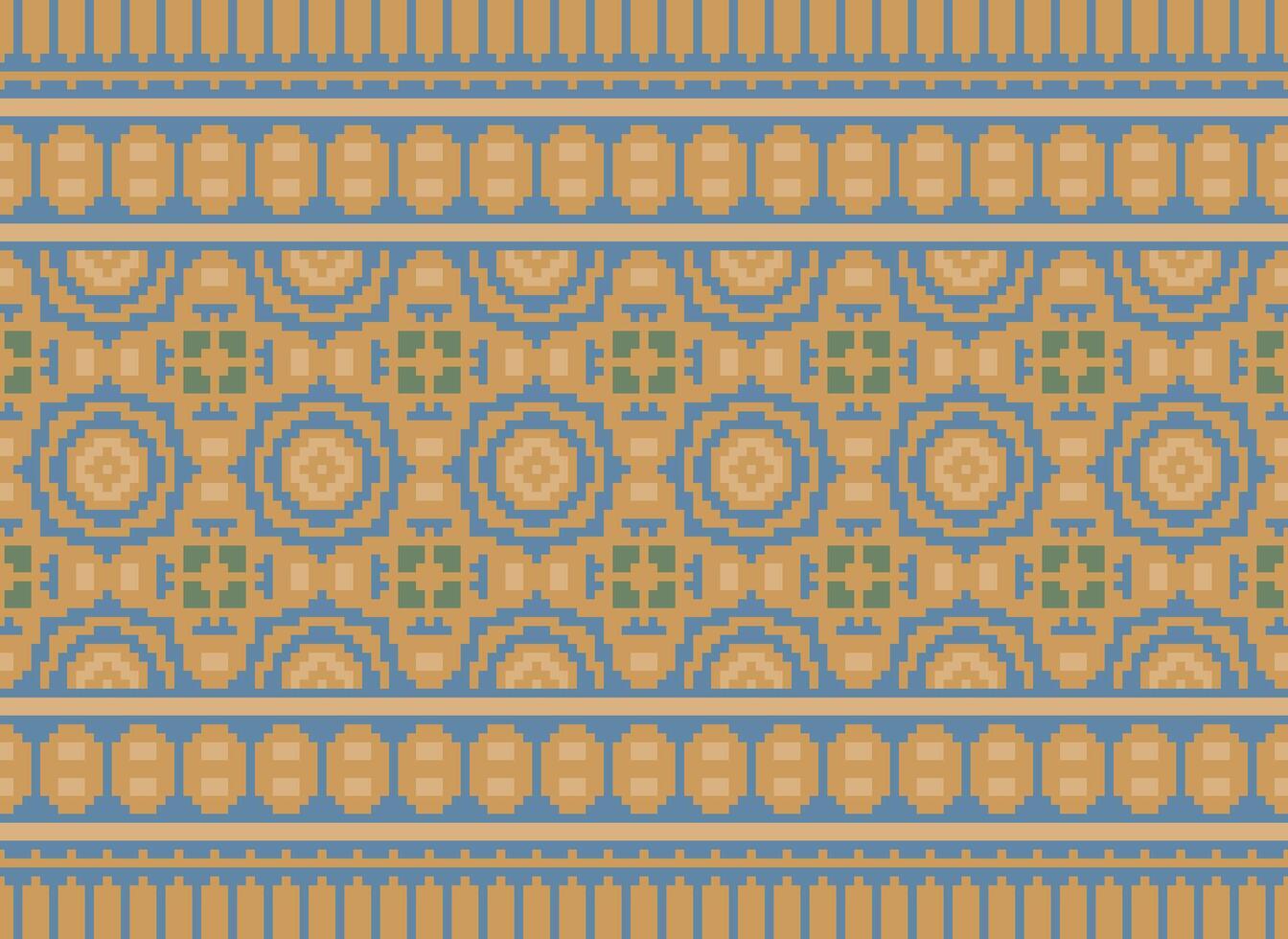 Pixel Jahrgänge Kreuz Stich traditionell ethnisch Muster Paisley Blume Ikat Hintergrund abstrakt aztekisch afrikanisch indonesisch indisch nahtlos Muster zum Stoff drucken Stoff Kleid Teppich Vorhänge und Sarong vektor