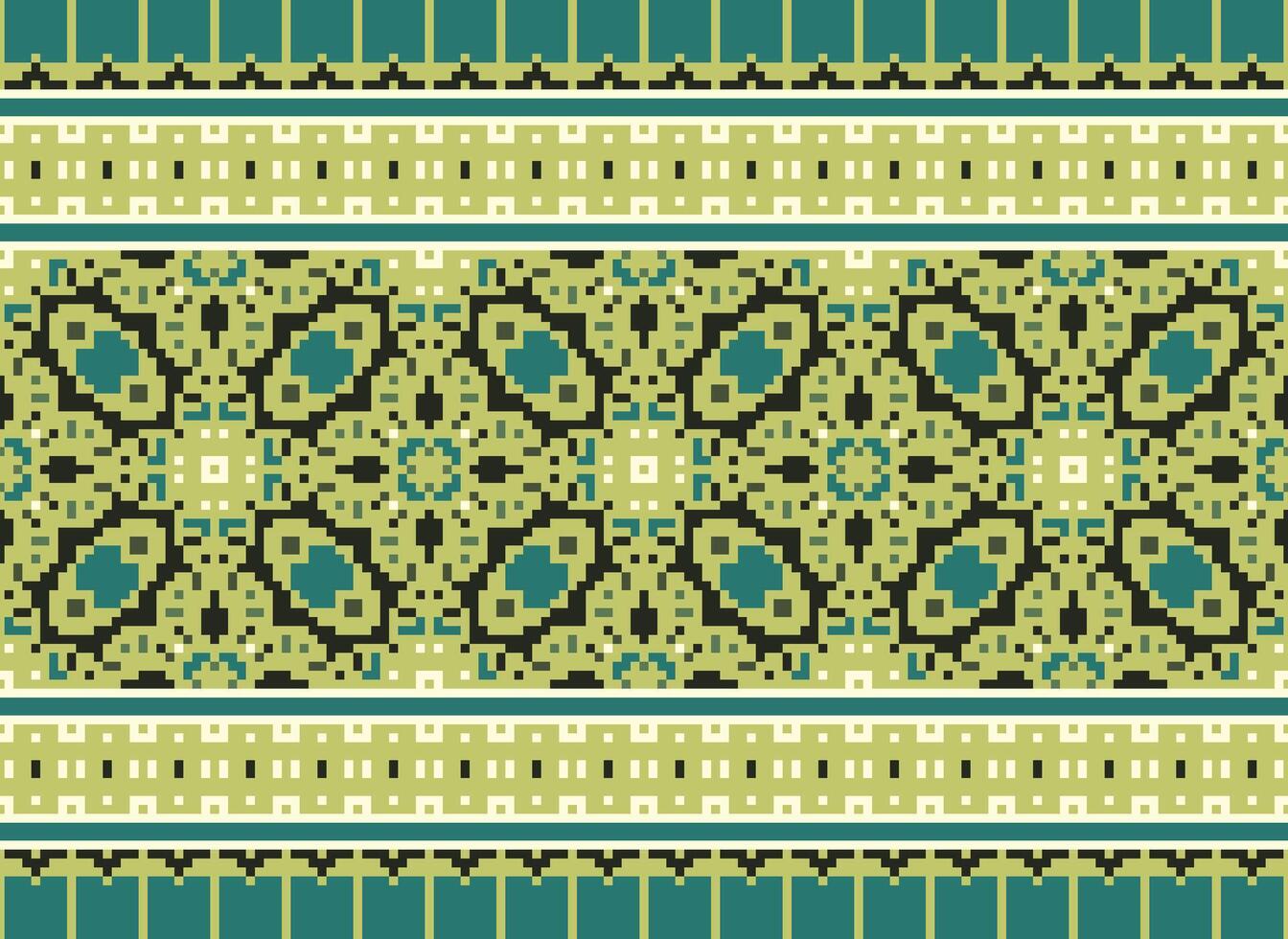 pixel årgångar korsa sy traditionell etnisk mönster paisley blomma ikat bakgrund abstrakt aztec afrikansk indonesiska indisk sömlös mönster för tyg skriva ut trasa klänning matta gardiner och sarong vektor