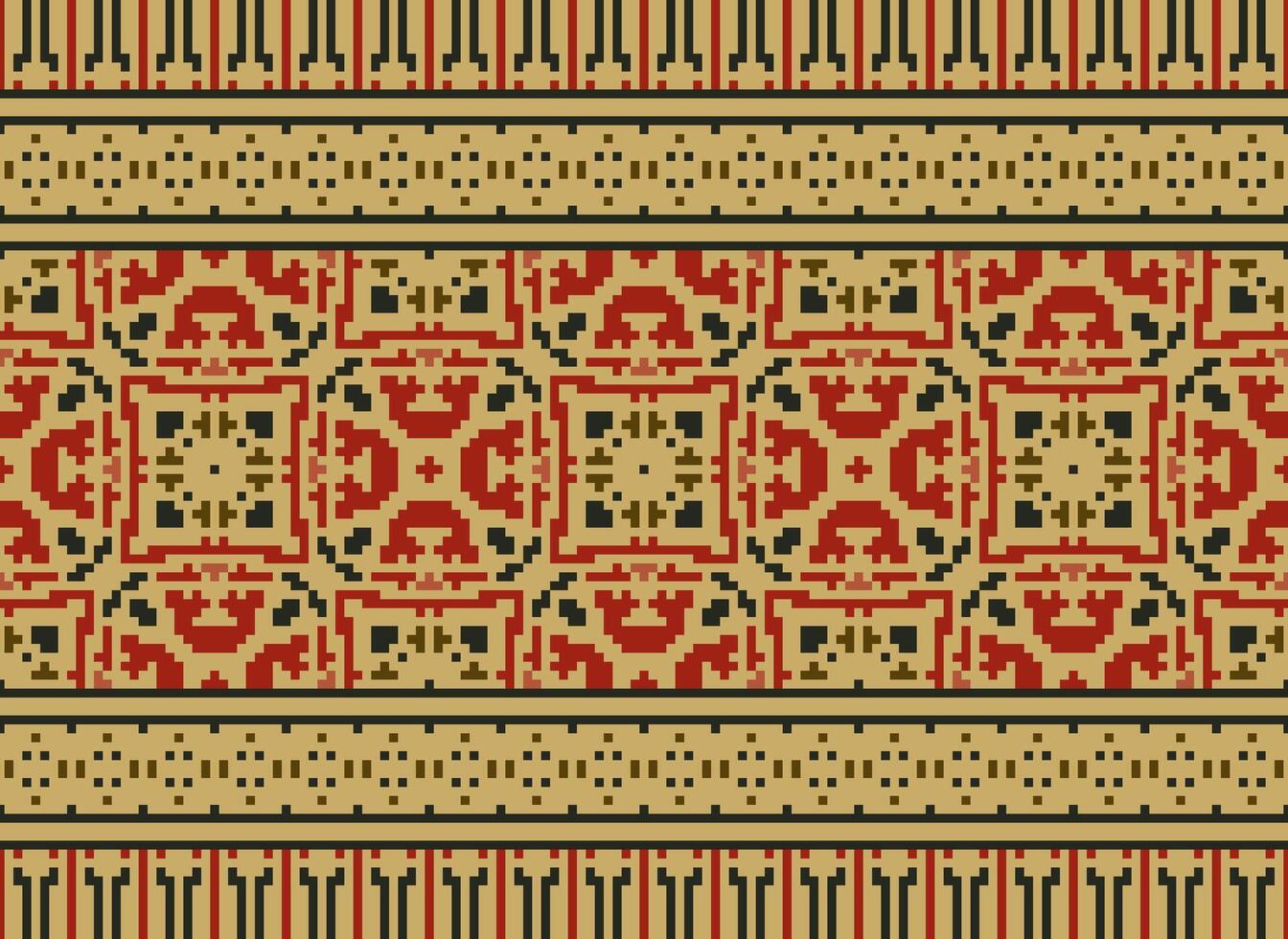 pixel årgångar korsa sy traditionell etnisk mönster paisley blomma ikat bakgrund abstrakt aztec afrikansk indonesiska indisk sömlös mönster för tyg skriva ut trasa klänning matta gardiner och sarong vektor