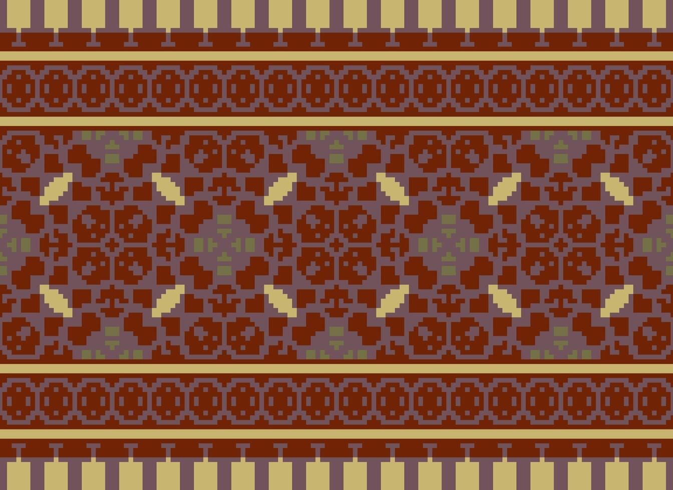 Jahrgänge Kreuz Stich traditionell ethnisch Muster Paisley Blume Ikat Hintergrund abstrakt aztekisch afrikanisch indonesisch indisch nahtlos Muster zum Stoff drucken Stoff Kleid Teppich Vorhänge und Sarong vektor