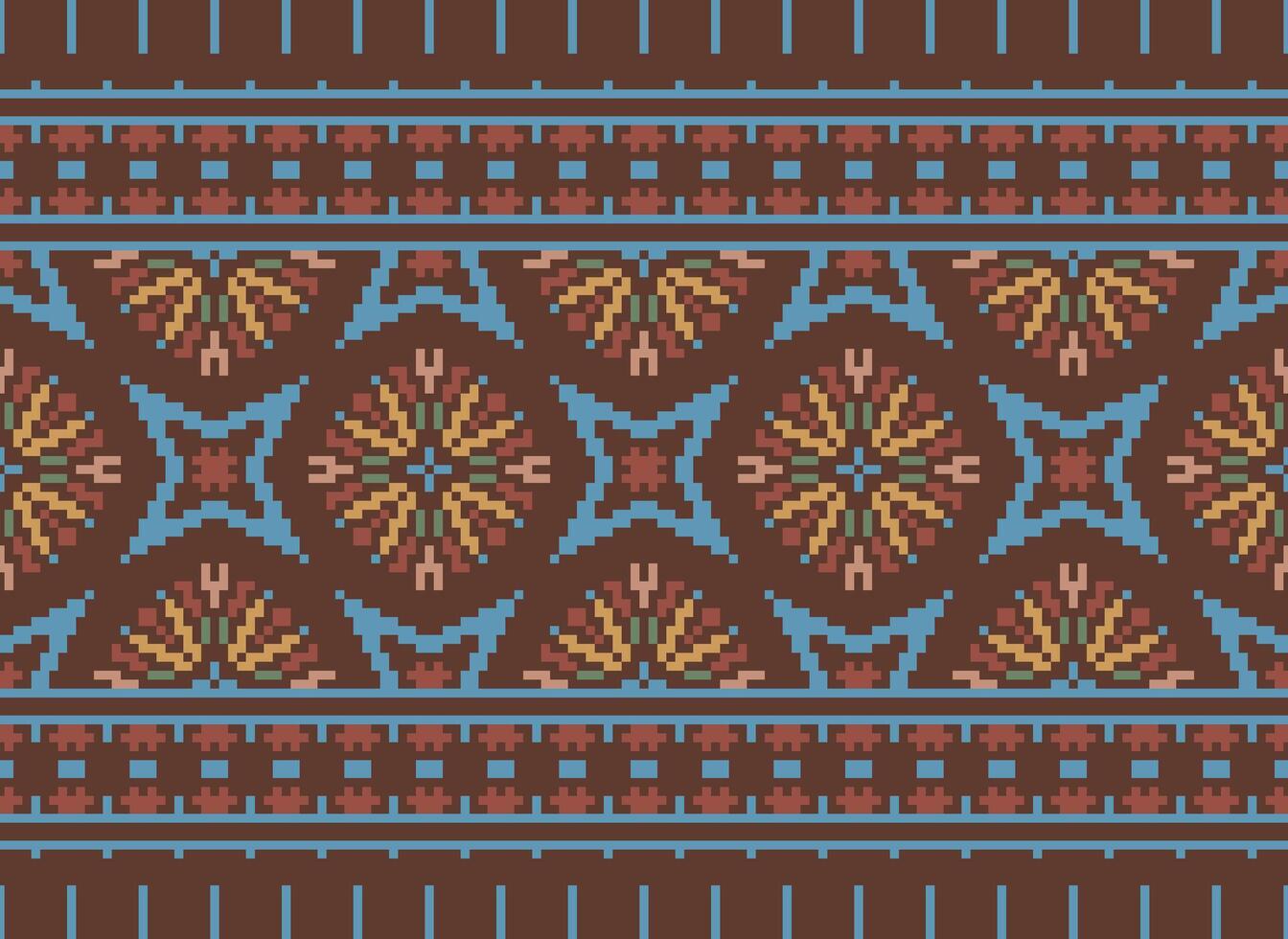 Jahrgänge Kreuz Stich traditionell ethnisch Muster Paisley Blume Ikat Hintergrund abstrakt aztekisch afrikanisch indonesisch indisch nahtlos Muster zum Stoff drucken Stoff Kleid Teppich Vorhänge und Sarong vektor