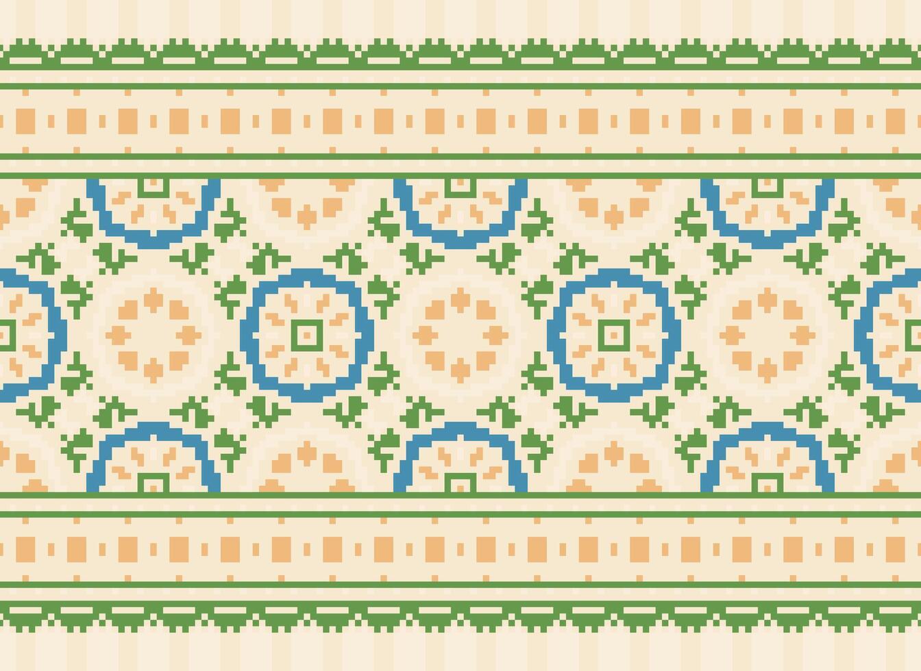 Pixel Jahrgänge Kreuz Stich traditionell ethnisch Muster Paisley Blume Ikat Hintergrund abstrakt aztekisch afrikanisch indonesisch indisch nahtlos Muster zum Stoff drucken Stoff Kleid Teppich Vorhänge und Sarong vektor