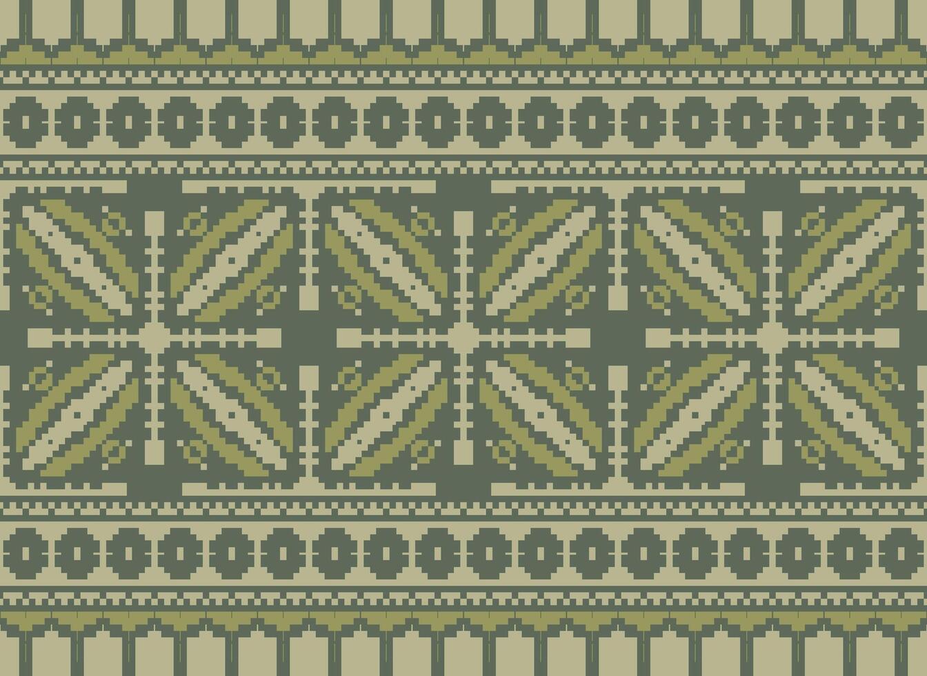 Pixel Jahrgänge Kreuz Stich traditionell ethnisch Muster Paisley Blume Ikat Hintergrund abstrakt aztekisch afrikanisch indonesisch indisch nahtlos Muster zum Stoff drucken Stoff Kleid Teppich Vorhänge und Sarong vektor