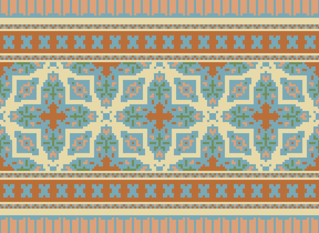 pixel årgångar korsa sy traditionell etnisk mönster paisley blomma ikat bakgrund abstrakt aztec afrikansk indonesiska indisk sömlös mönster för tyg skriva ut trasa klänning matta gardiner och sarong vektor