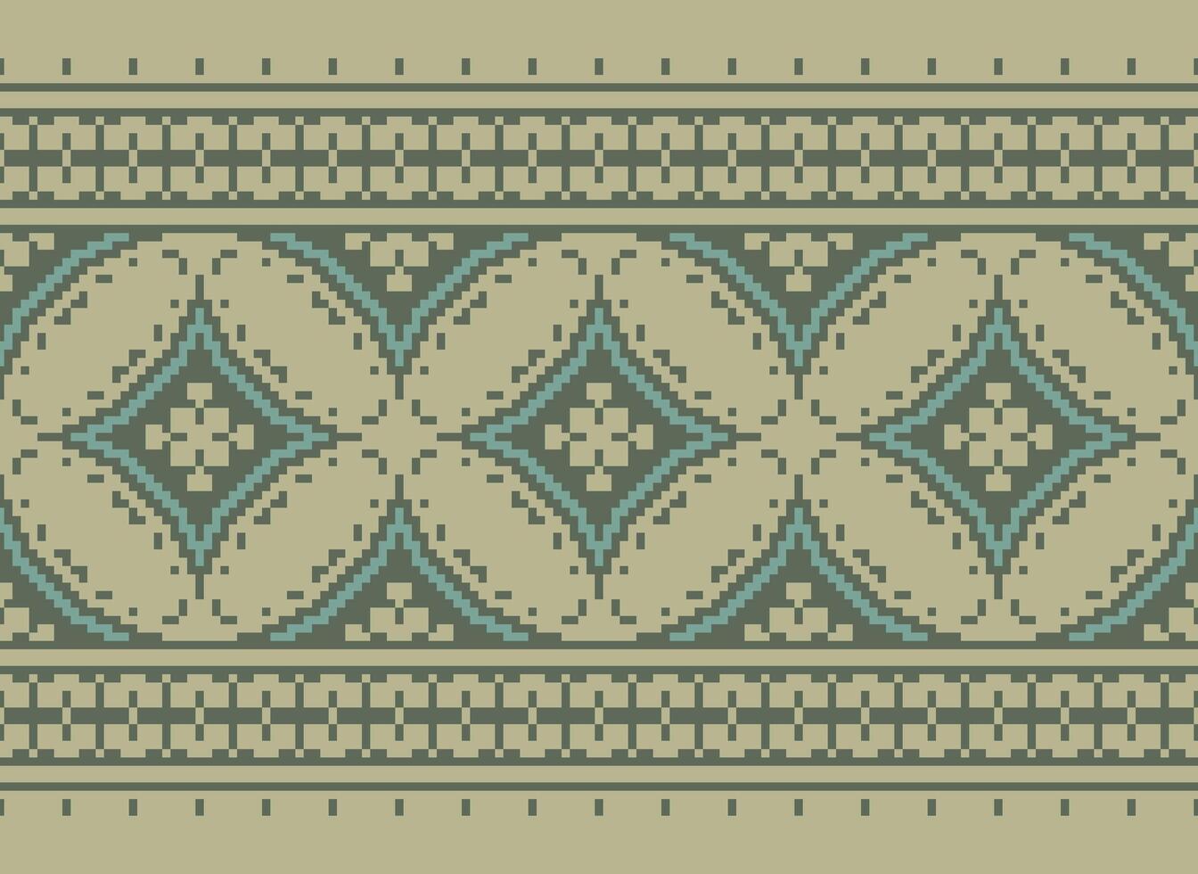 Pixel Jahrgänge Kreuz Stich traditionell ethnisch Muster Paisley Blume Ikat Hintergrund abstrakt aztekisch afrikanisch indonesisch indisch nahtlos Muster zum Stoff drucken Stoff Kleid Teppich Vorhänge und Sarong vektor