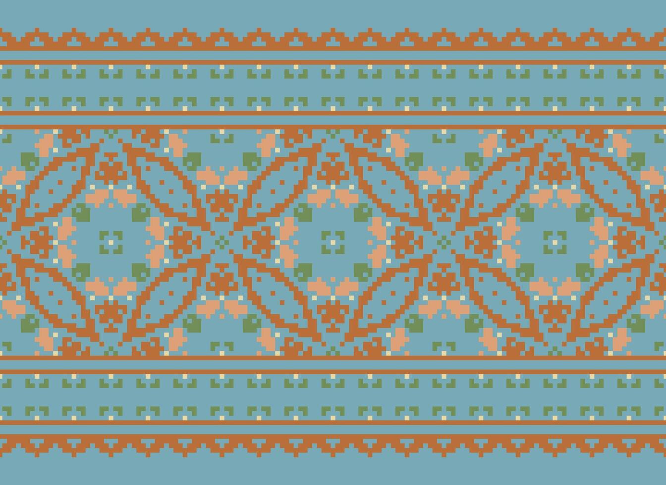 pixel årgångar korsa sy traditionell etnisk mönster paisley blomma ikat bakgrund abstrakt aztec afrikansk indonesiska indisk sömlös mönster för tyg skriva ut trasa klänning matta gardiner och sarong vektor