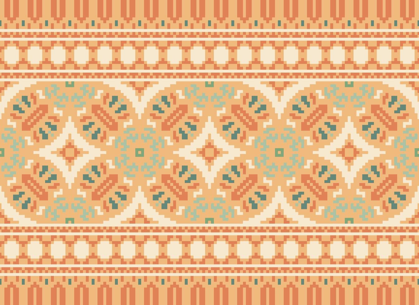 pixel årgångar korsa sy traditionell etnisk mönster paisley blomma ikat bakgrund abstrakt aztec afrikansk indonesiska indisk sömlös mönster för tyg skriva ut trasa klänning matta gardiner och sarong vektor