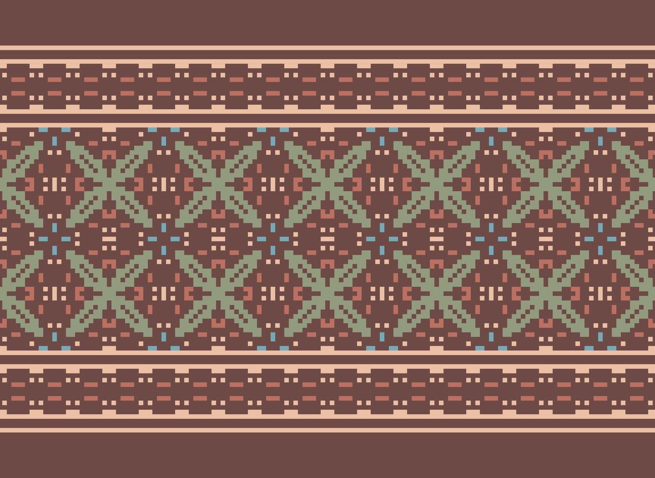 Pixel Jahrgänge Kreuz Stich traditionell ethnisch Muster Paisley Blume Ikat Hintergrund abstrakt aztekisch afrikanisch indonesisch indisch nahtlos Muster zum Stoff drucken Stoff Kleid Teppich Vorhänge und Sarong vektor