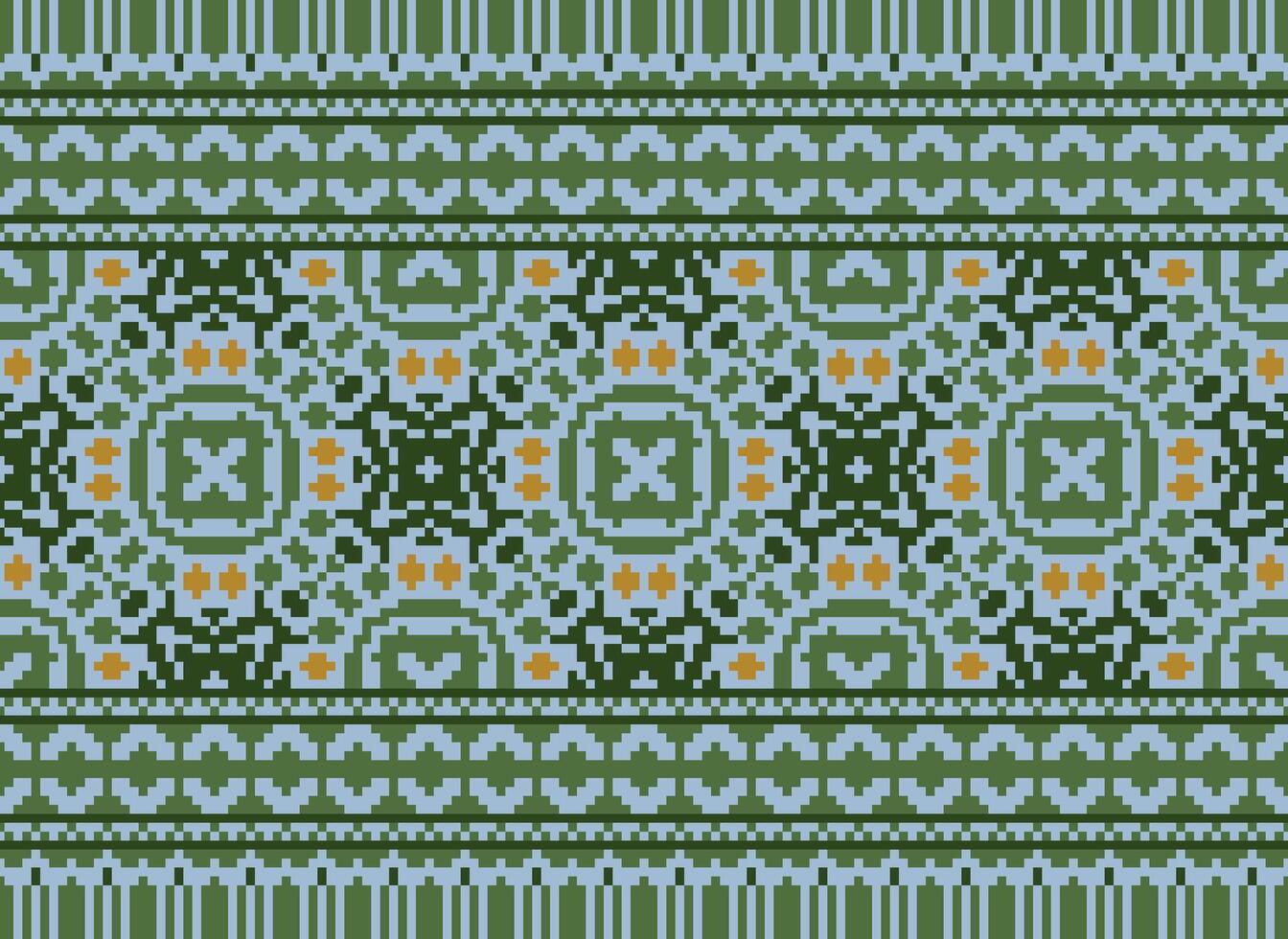 pixel årgångar korsa sy traditionell etnisk mönster paisley blomma ikat bakgrund abstrakt aztec afrikansk indonesiska indisk sömlös mönster för tyg skriva ut trasa klänning matta gardiner och sarong vektor