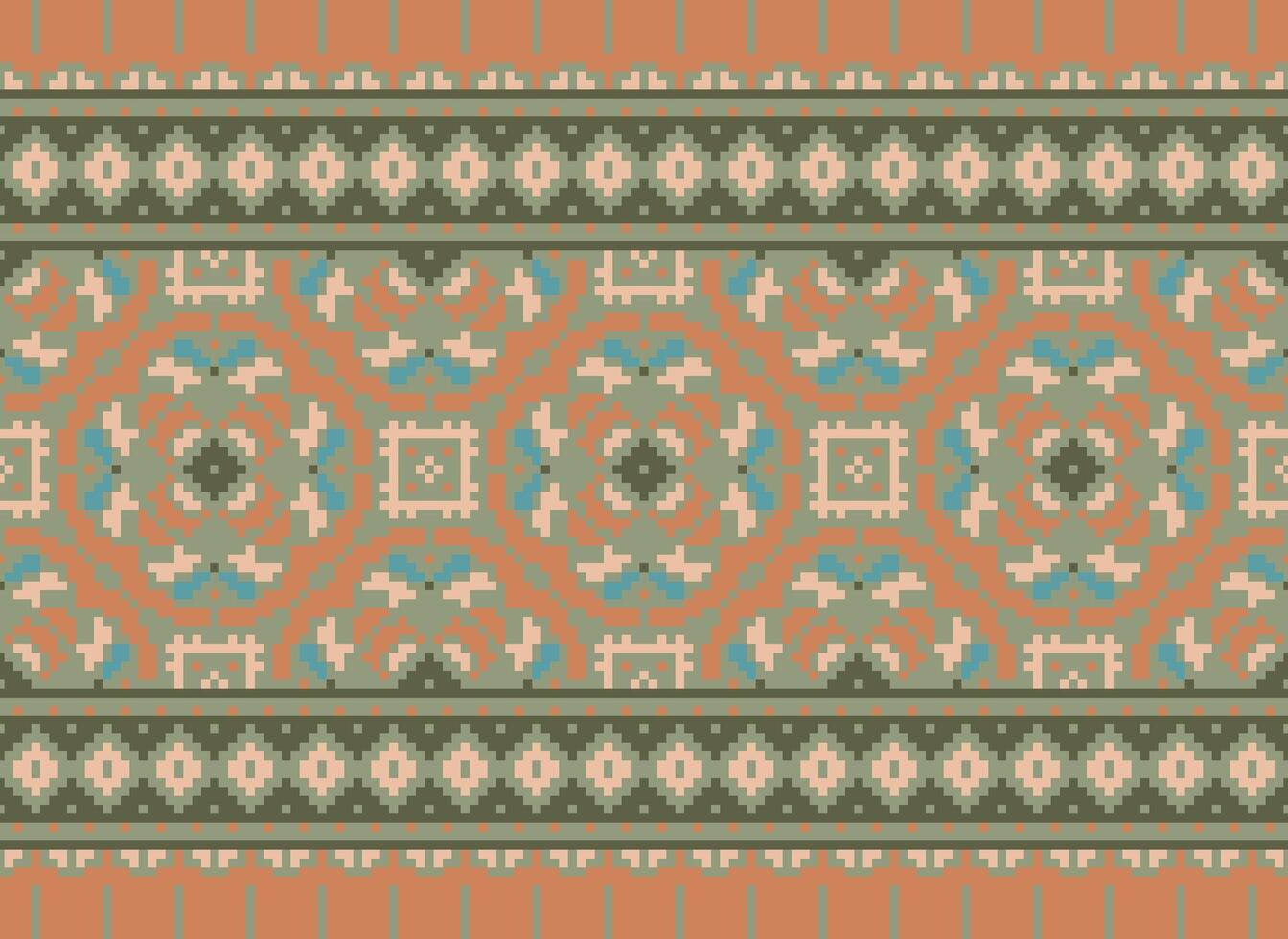 pixel årgångar korsa sy traditionell etnisk mönster paisley blomma ikat bakgrund abstrakt aztec afrikansk indonesiska indisk sömlös mönster för tyg skriva ut trasa klänning matta gardiner och sarong vektor