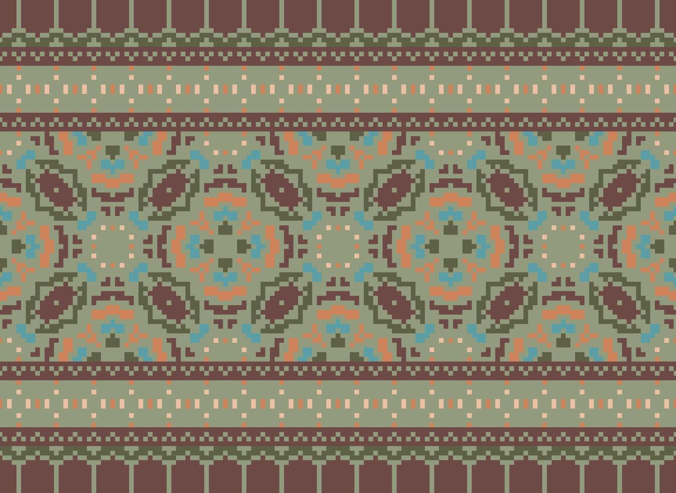 pixel årgångar korsa sy traditionell etnisk mönster paisley blomma ikat bakgrund abstrakt aztec afrikansk indonesiska indisk sömlös mönster för tyg skriva ut trasa klänning matta gardiner och sarong vektor