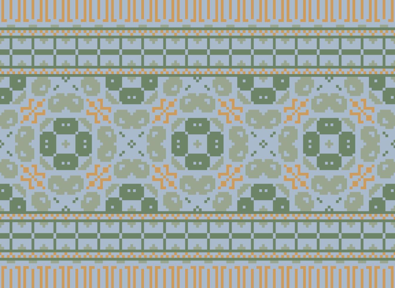 pixel årgångar korsa sy traditionell etnisk mönster paisley blomma ikat bakgrund abstrakt aztec afrikansk indonesiska indisk sömlös mönster för tyg skriva ut trasa klänning matta gardiner och sarong vektor