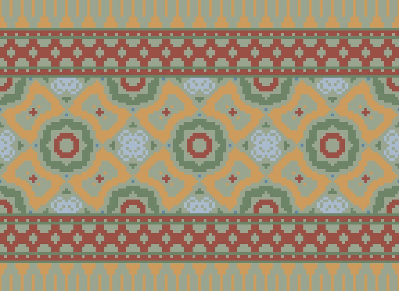 pixel årgångar korsa sy traditionell etnisk mönster paisley blomma ikat bakgrund abstrakt aztec afrikansk indonesiska indisk sömlös mönster för tyg skriva ut trasa klänning matta gardiner och sarong vektor