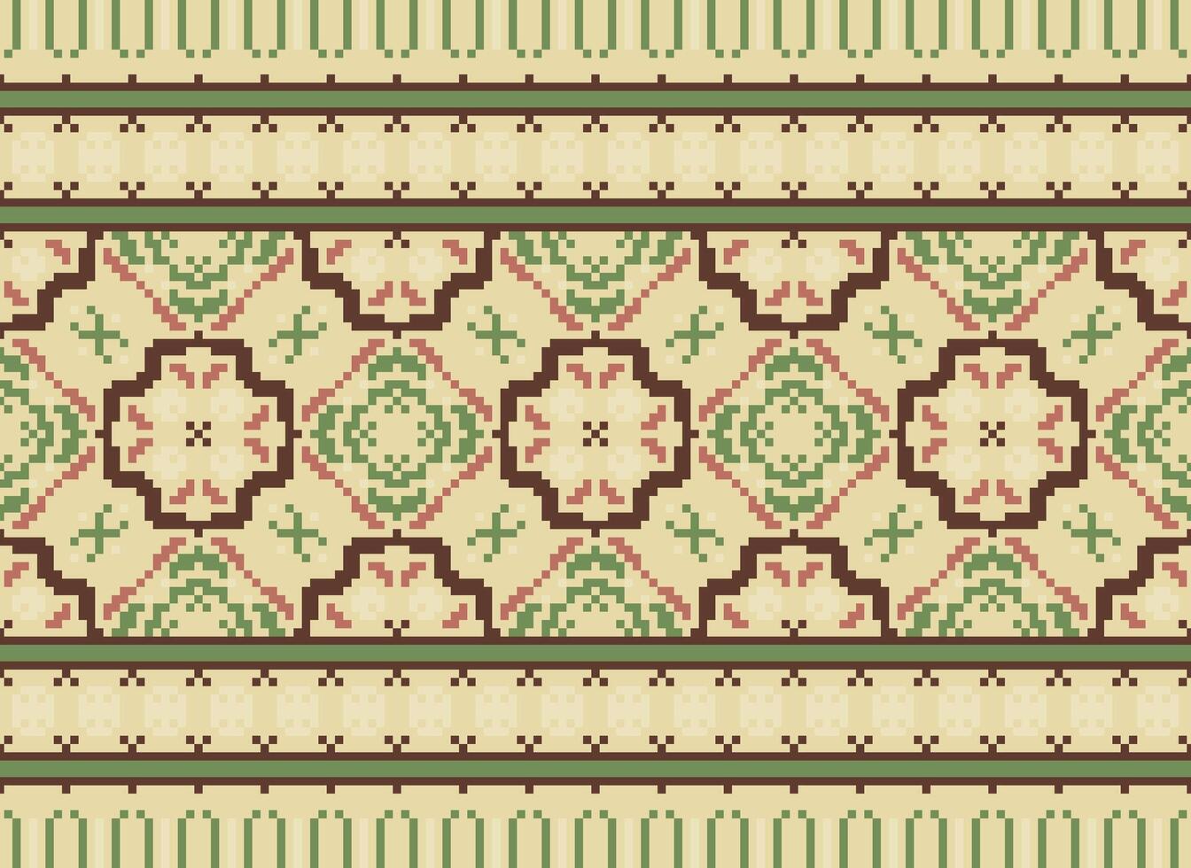 pixel årgångar korsa sy traditionell etnisk mönster paisley blomma ikat bakgrund abstrakt aztec afrikansk indonesiska indisk sömlös mönster för tyg skriva ut trasa klänning matta gardiner och sarong vektor