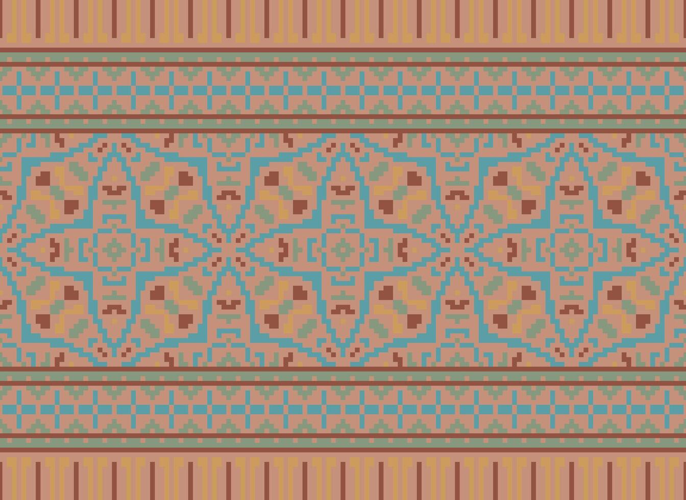 Jahrgänge Kreuz Stich traditionell ethnisch Muster Paisley Blume Ikat Hintergrund abstrakt aztekisch afrikanisch indonesisch indisch nahtlos Muster zum Stoff drucken Stoff Kleid Teppich Vorhänge und Sarong vektor