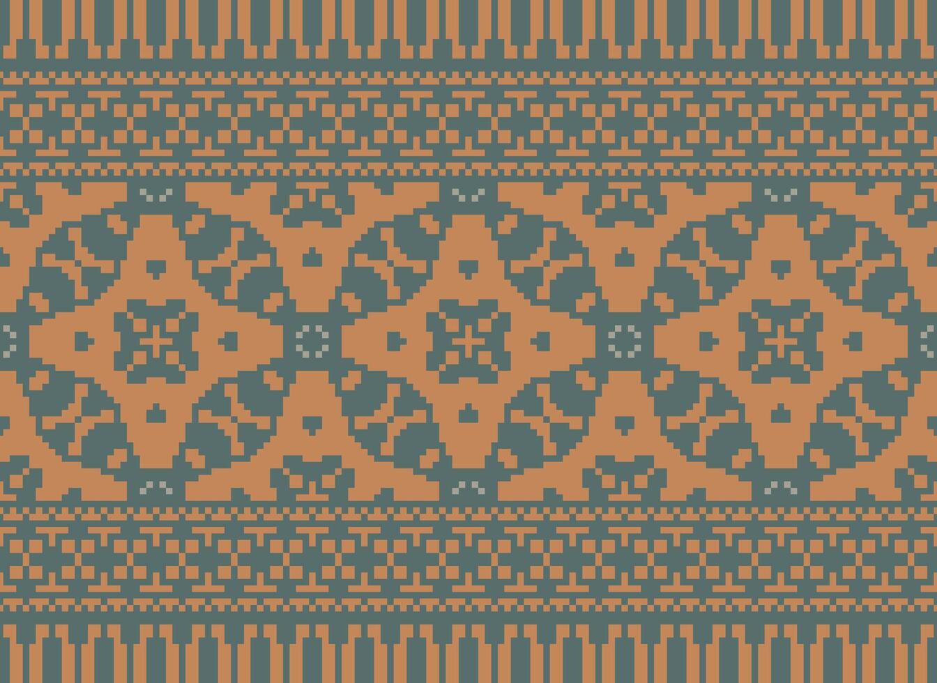 Jahrgänge Kreuz Stich traditionell ethnisch Muster Paisley Blume Ikat Hintergrund abstrakt aztekisch afrikanisch indonesisch indisch nahtlos Muster zum Stoff drucken Stoff Kleid Teppich Vorhänge und Sarong vektor