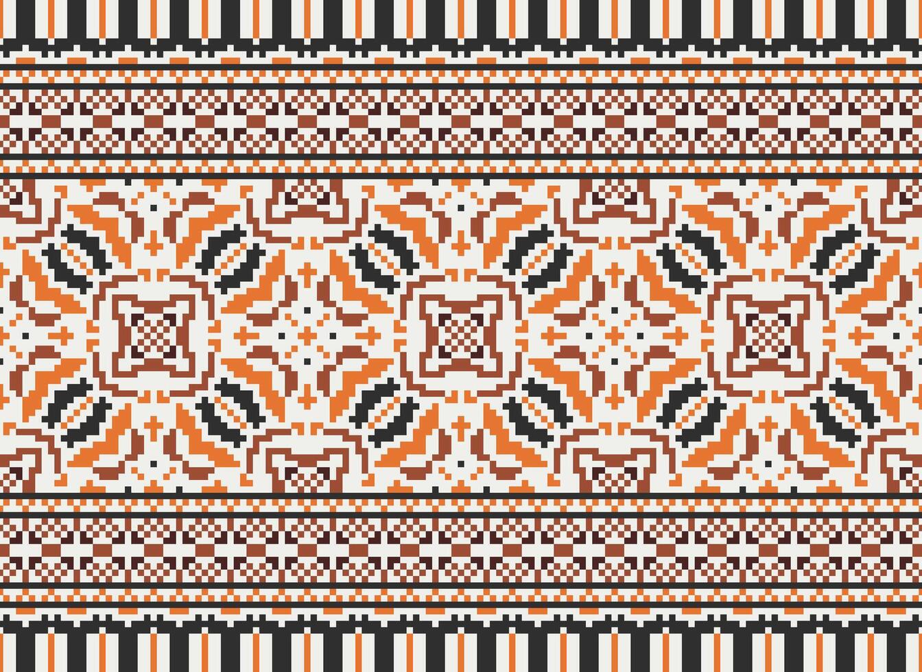 skön pixel mönster traditionell folk stil, geometrisk etnisk sömlös mönster vektor illustration. design för korsa sy, matta, tapet, Kläder, texti tyg, omslag, batik, broderi