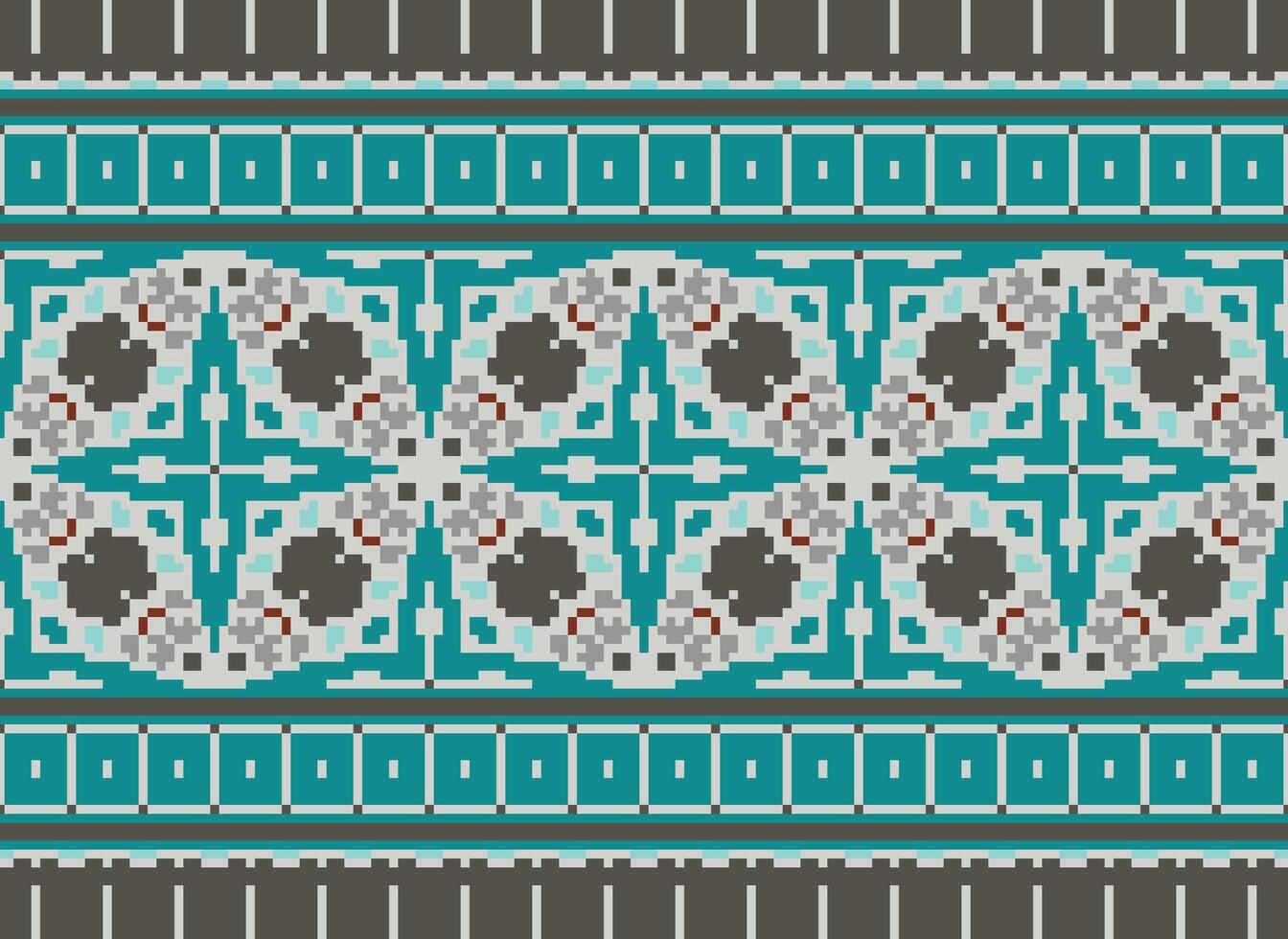 schön Pixel Muster traditionell Volk Stil, geometrisch ethnisch nahtlos Muster Vektor Illustration. Design zum Kreuz Stich, Teppich, Hintergrund, Kleidung, texti Stoff, Verpackung, Batik, Stickerei