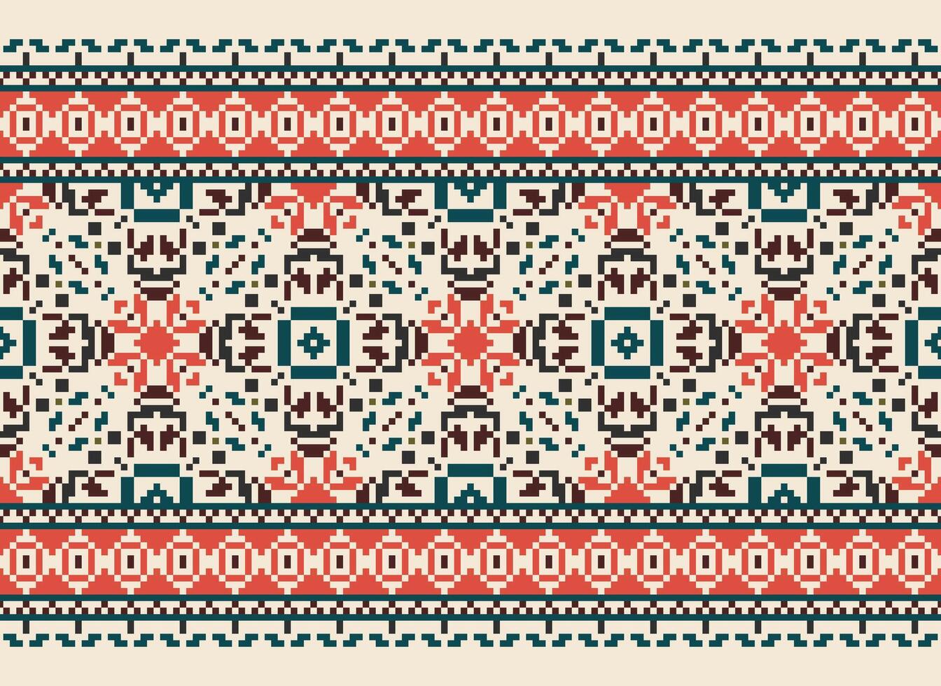 skön pixel mönster traditionell folk stil, geometrisk etnisk sömlös mönster vektor illustration. design för korsa sy, matta, tapet, Kläder, texti tyg, omslag, batik, broderi