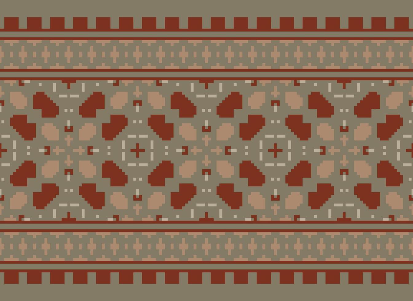 schön Pixel Muster traditionell Volk Stil, geometrisch ethnisch nahtlos Muster Vektor Illustration. Design zum Kreuz Stich, Teppich, Hintergrund, Kleidung, texti Stoff, Verpackung, Batik, Stickerei