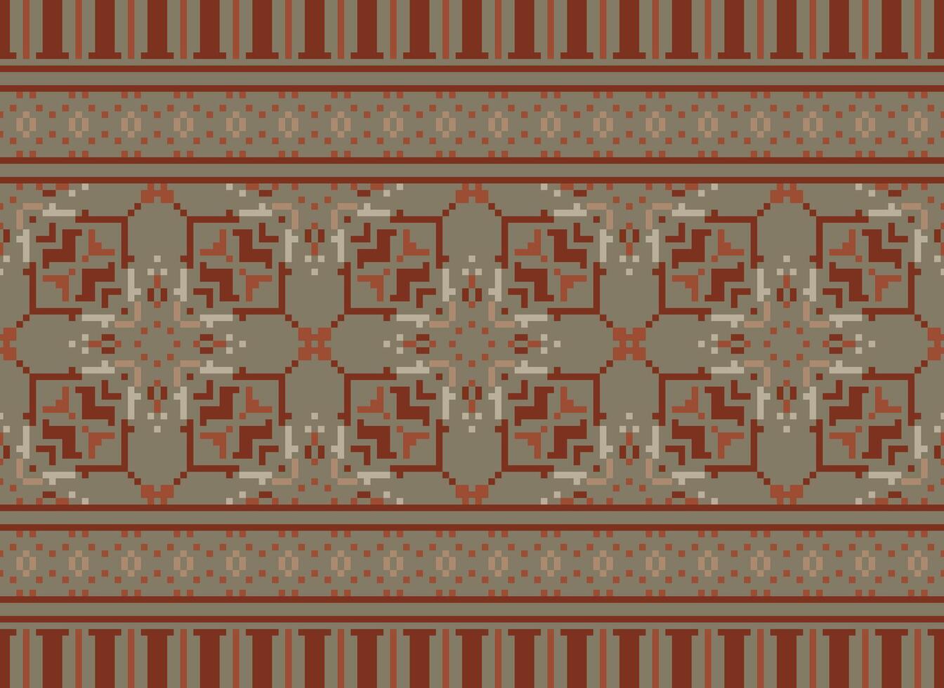 skön pixel mönster traditionell folk stil, geometrisk etnisk sömlös mönster vektor illustration. design för korsa sy, matta, tapet, Kläder, texti tyg, omslag, batik, broderi