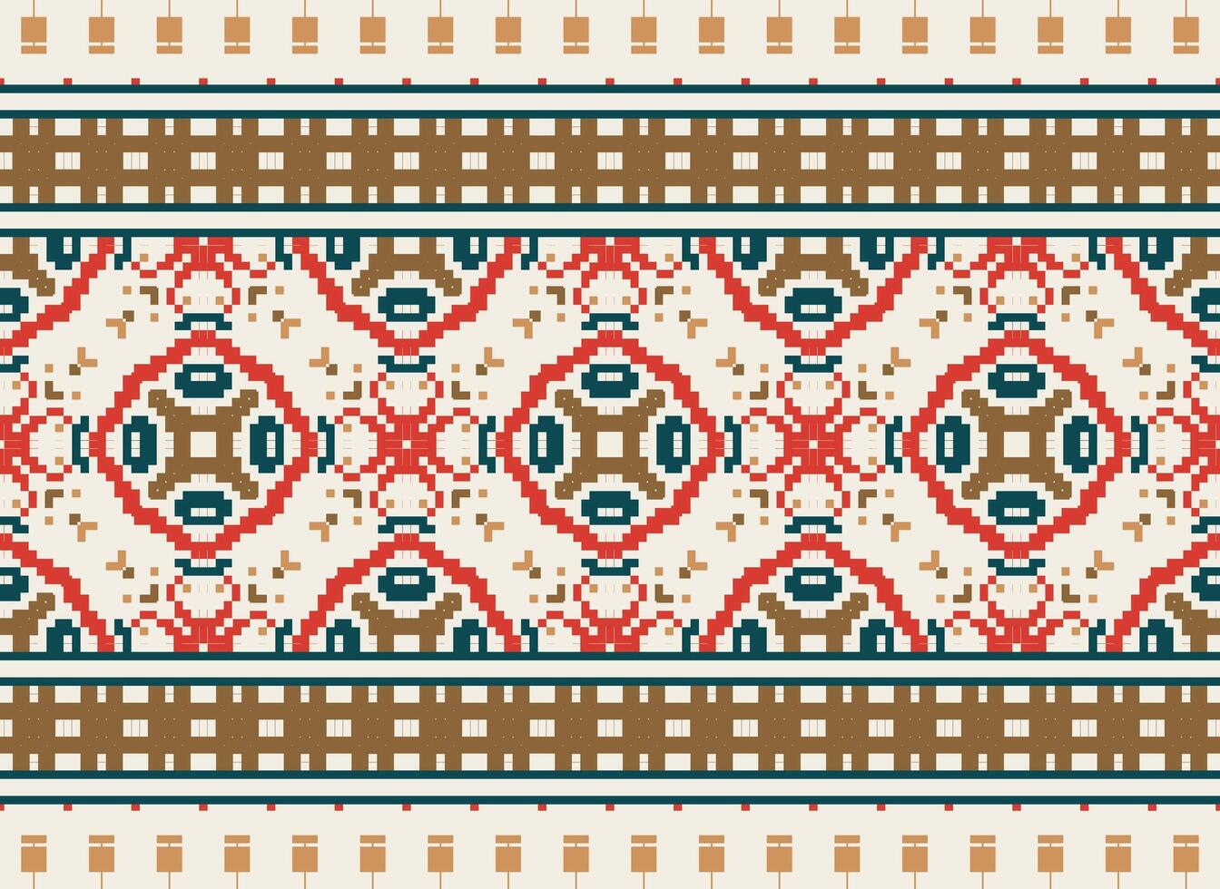 skön pixel mönster traditionell folk stil, geometrisk etnisk sömlös mönster vektor illustration. design för korsa sy, matta, tapet, Kläder, texti tyg, omslag, batik, broderi