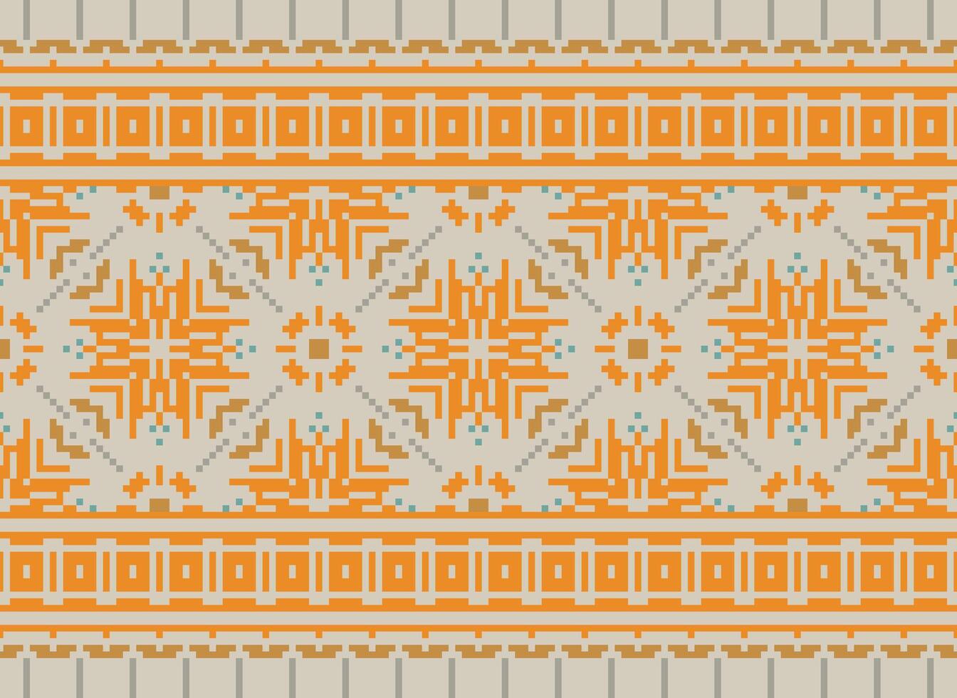 schön Pixel Muster traditionell Volk Stil, geometrisch ethnisch nahtlos Muster Vektor Illustration. Design zum Kreuz Stich, Teppich, Hintergrund, Kleidung, texti Stoff, Verpackung, Batik, Stickerei