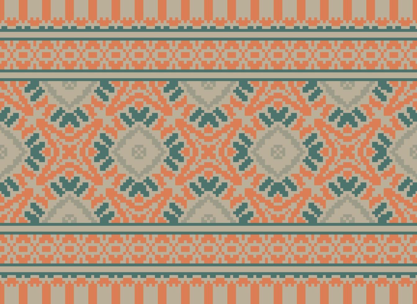 geometrisk etnisk mönster. pixel mönster. design för Kläder, tyg, bakgrund, tapet, omslag, batik. stickat, broderi stil. aztec geometrisk konst prydnad skriva ut. vektor illustration.