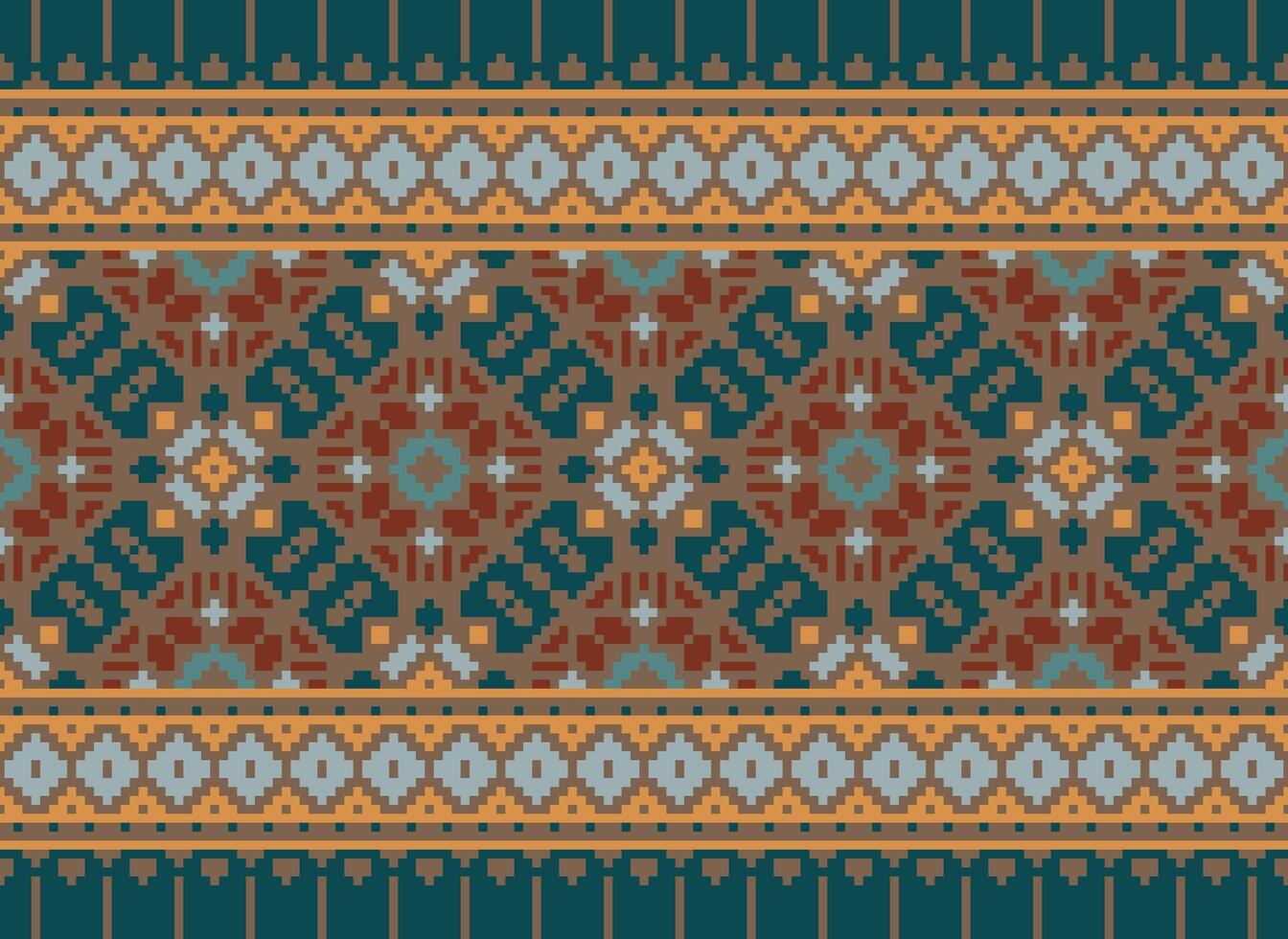 geometrisk etnisk mönster. pixel mönster. design för Kläder, tyg, bakgrund, tapet, omslag, batik. stickat, broderi stil. aztec geometrisk konst prydnad skriva ut. vektor illustration.