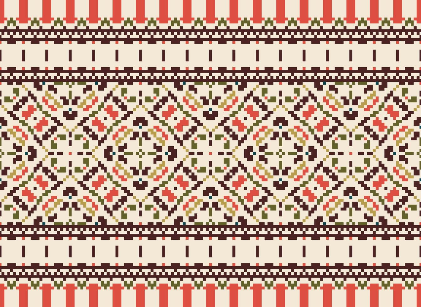 geometrisch ethnisch Muster. Pixel Muster. Design zum Kleidung, Stoff, Hintergrund, Hintergrund, Verpackung, Batik. Strickwaren, Stickerei Stil. aztekisch geometrisch Kunst Ornament drucken. Vektor Illustration.