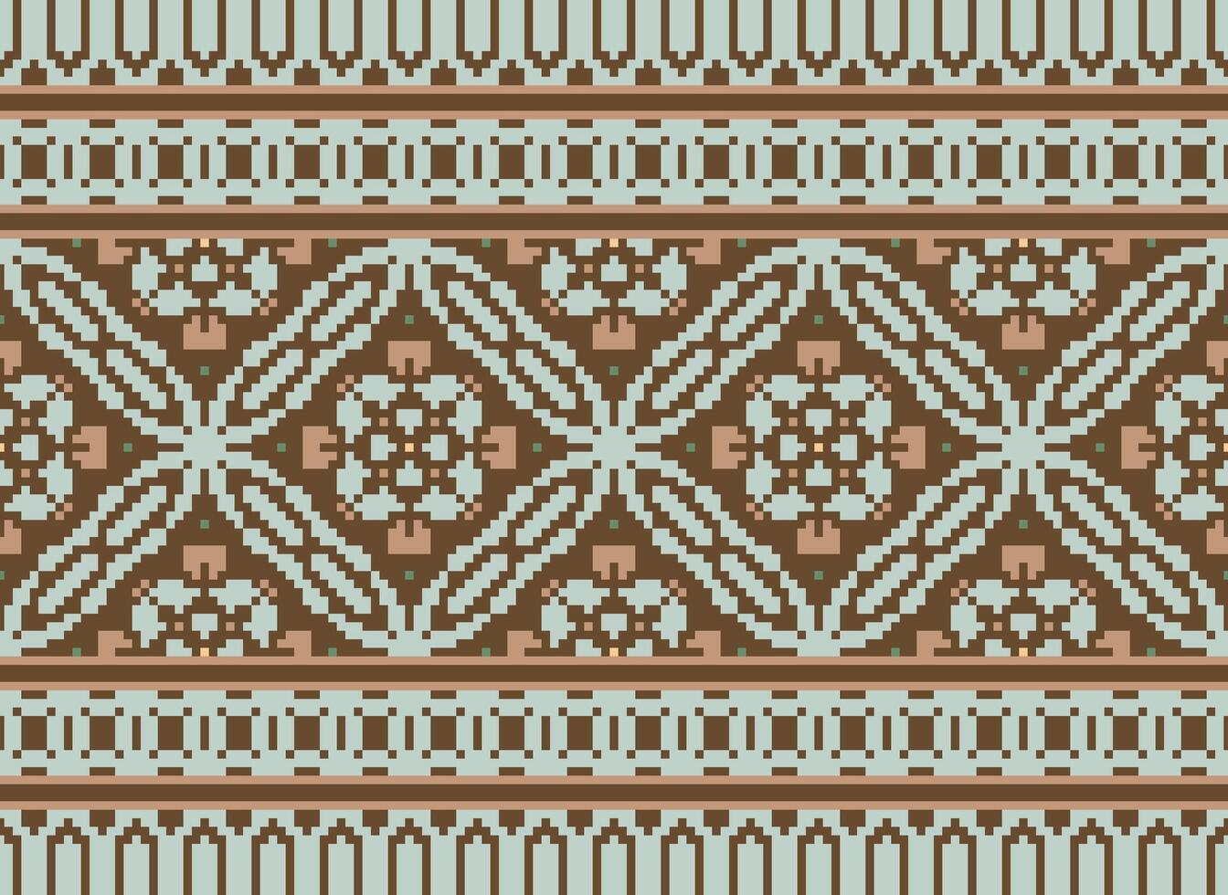 geometrisch ethnisch Muster. Pixel Muster. Design zum Kleidung, Stoff, Hintergrund, Hintergrund, Verpackung, Batik. Strickwaren, Stickerei Stil. aztekisch geometrisch Kunst Ornament drucken. Vektor Illustration.