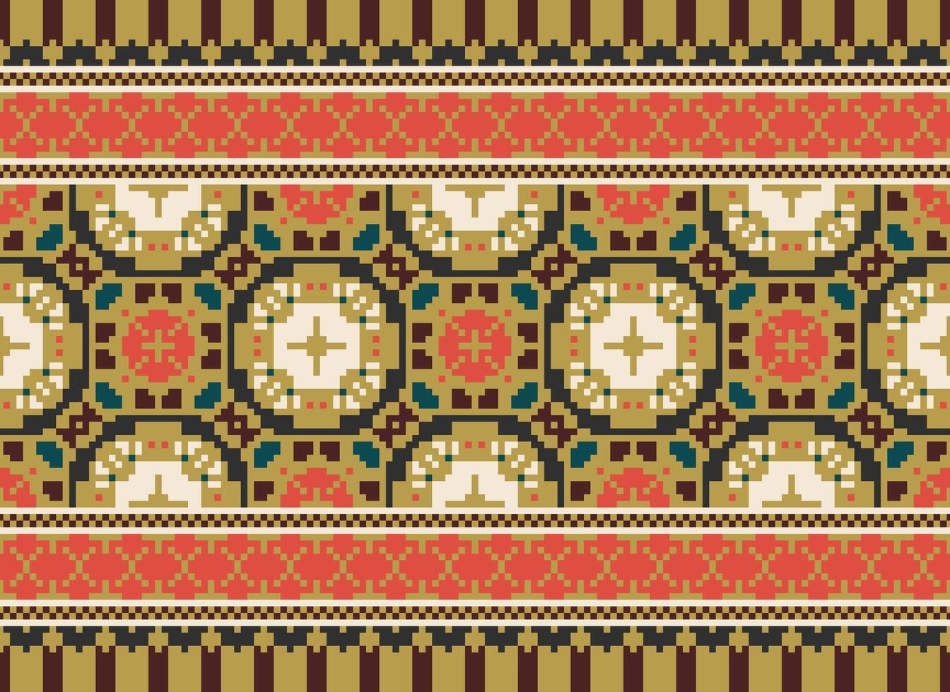 geometrisk etnisk mönster. pixel mönster. design för Kläder, tyg, bakgrund, tapet, omslag, batik. stickat, broderi stil. aztec geometrisk konst prydnad skriva ut. vektor illustration.