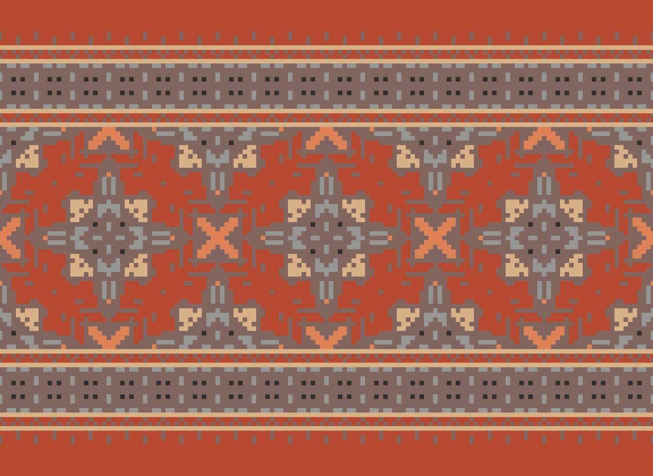 geometrisk etnisk mönster. pixel mönster. design för Kläder, tyg, bakgrund, tapet, omslag, batik. stickat, broderi stil. aztec geometrisk konst prydnad skriva ut. vektor illustration.